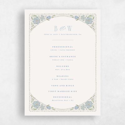 Blue Standard Wedding Program - Persephone