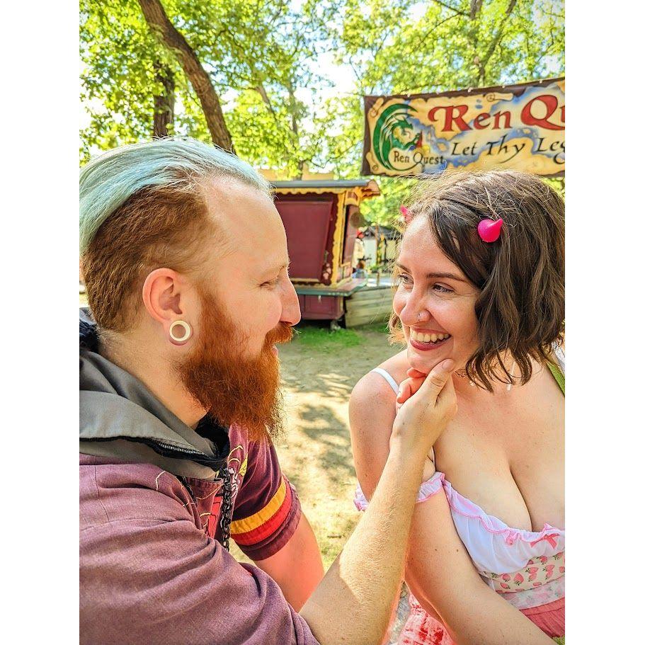 One of our very first dates to the ren faire. The sparks were already flying!