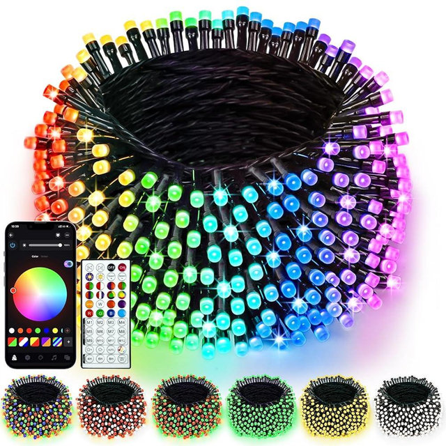 Smart Color Changing Christmas Lights with Remote & APP, 109FT 300 LED RGB Dimmable Christmas String Lights, Waterproof Fairy Twinkle Light for Indoor Outdoor Xmas Tree Wedding Holiday Decorations