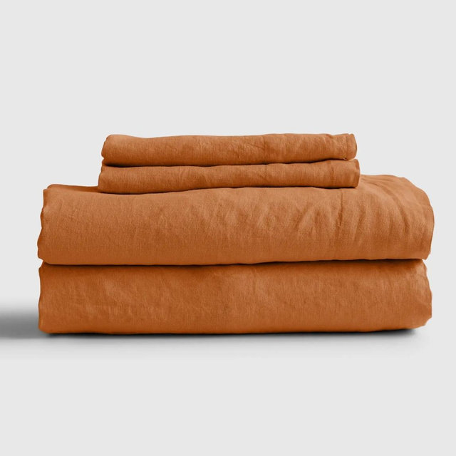Quince Linen Sheets Set, Queen, Terracotta