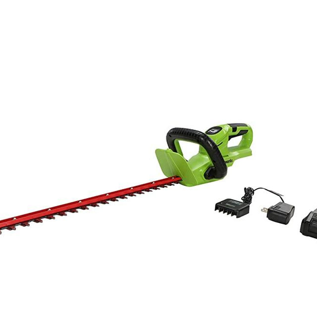 Greenworks 24V 22" Cordless Rotating Handle Hedge Trimmer, 1.5Ah USB Battery and Charger Included