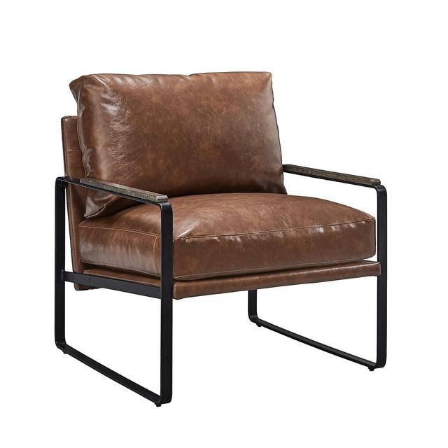 Ball & Cast Mid Century Upholstered Accent Chair Retro Design Armchair with Metal Frame, Brown