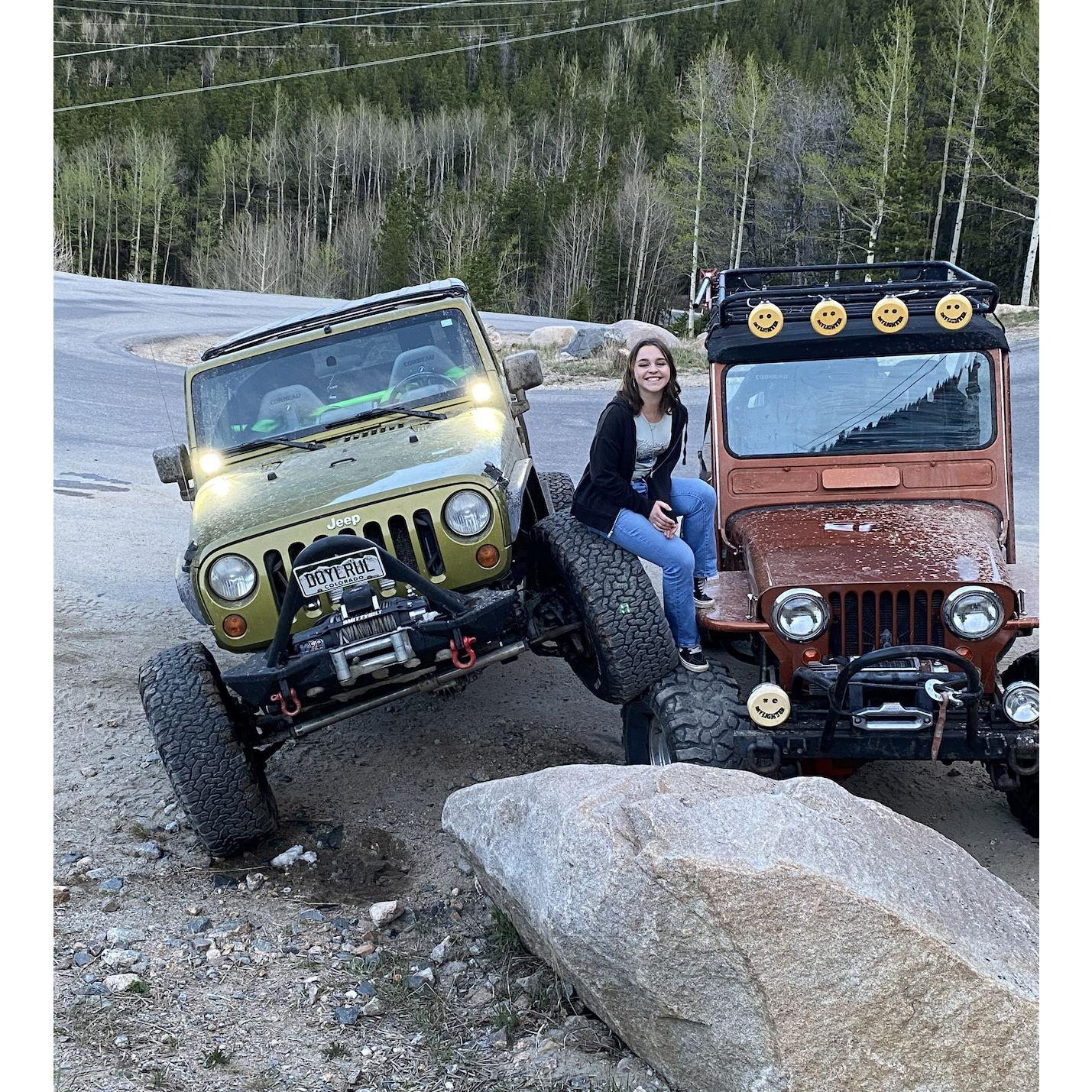 Nicks two loves his jeep and me.