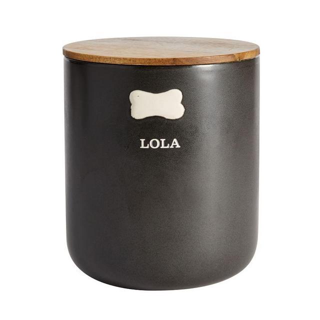 Mason Stoneware Pet Treat Canister, 7.5"H, Charcoal