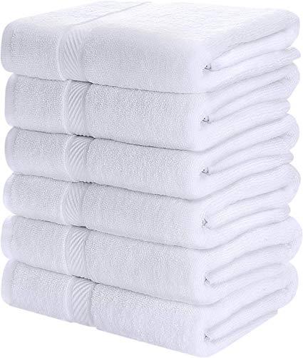 Utopia Towels Cotton Bath Towels, 6 Pack, (24 x 48 Inches), Pool Towels and Gym Towels, White