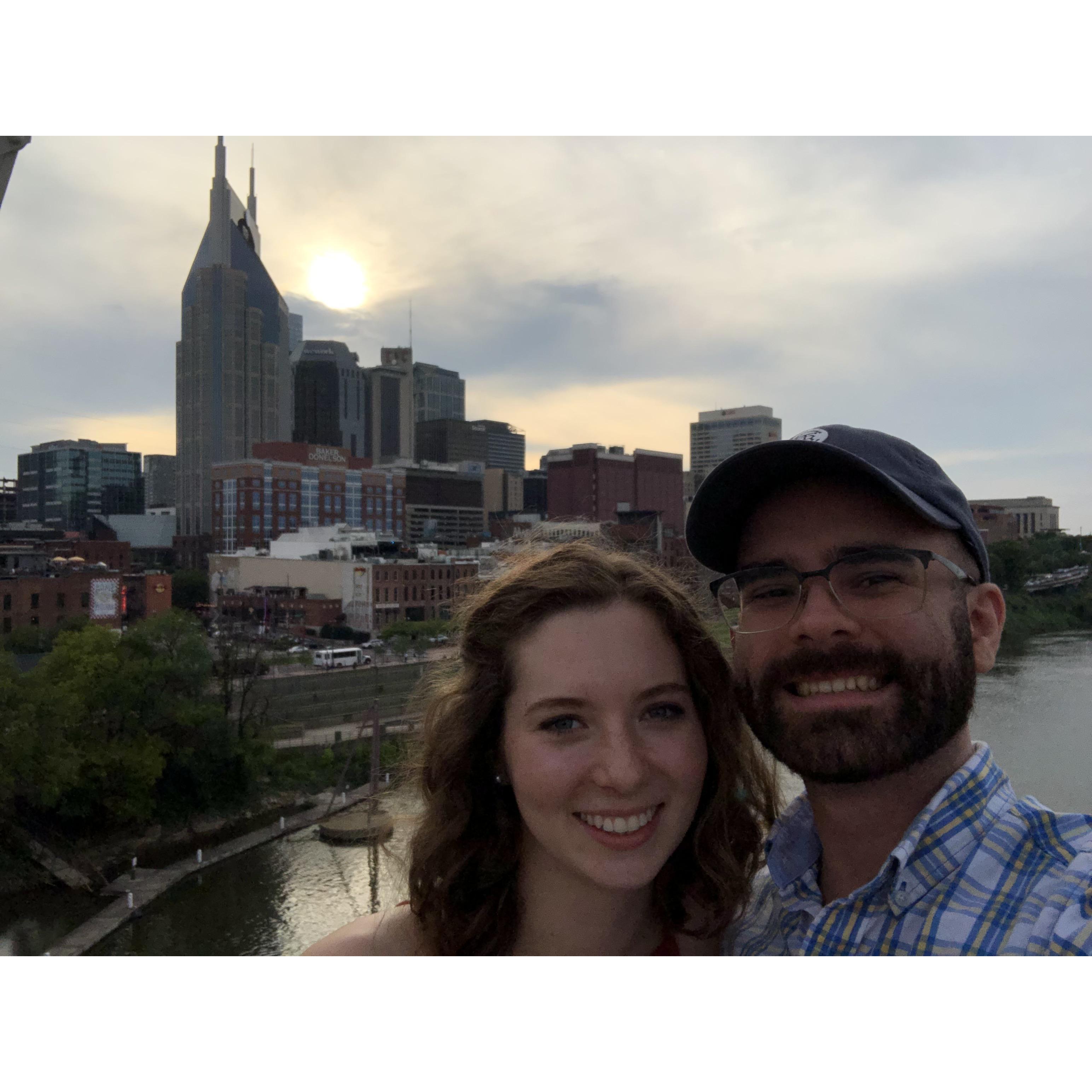 Walking Nashville's pedestrian bridge on the way to see John Mayer in concert.