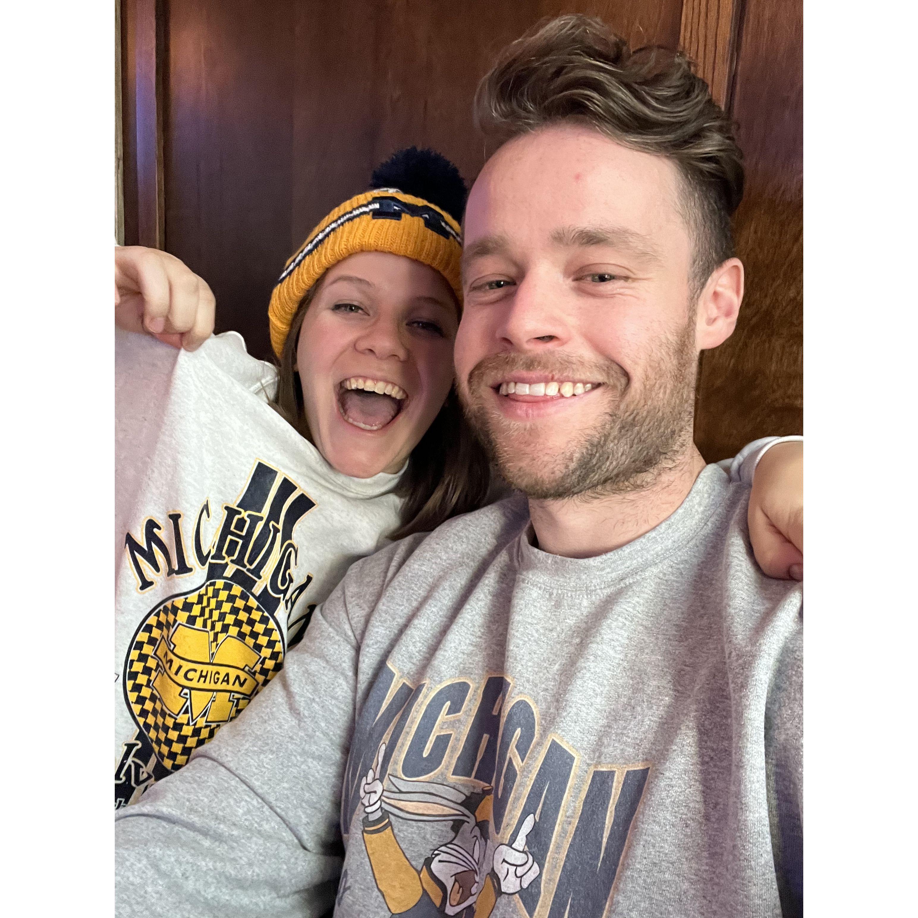 January 2024: Celebrating University of Michigan as National Football Champions!! Josh is a converted University of Michigan football fan now :)