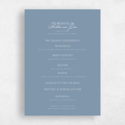 Storm Blue Wedding Program - Reece