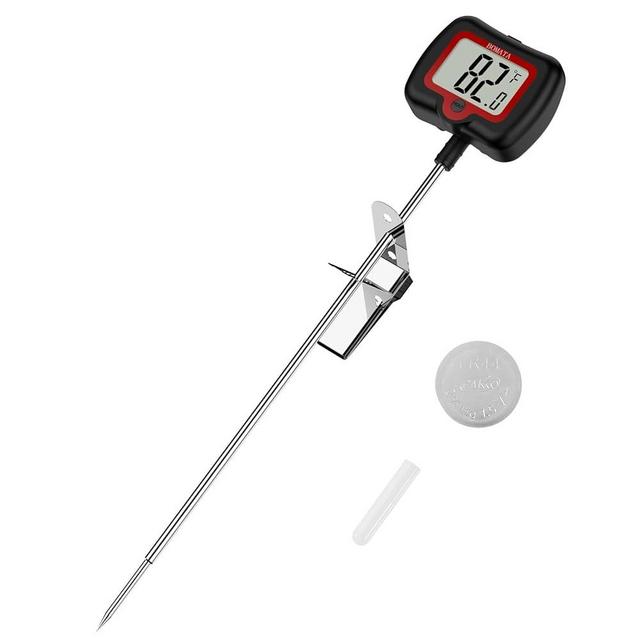 BOMATA 8" Long Probe Candy Thermometer with Pot Clip, Rotating Display, High Accuracy Instant Read Digital Thermometer for Candles, Liquids, Cooking, Grilling and More