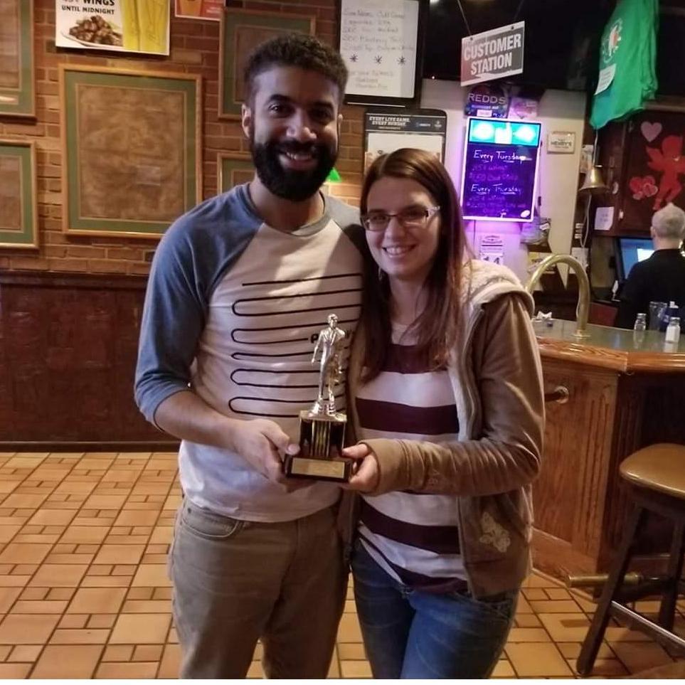 Proposal weekend 😁 Poor Richard's. With a Dundie.
