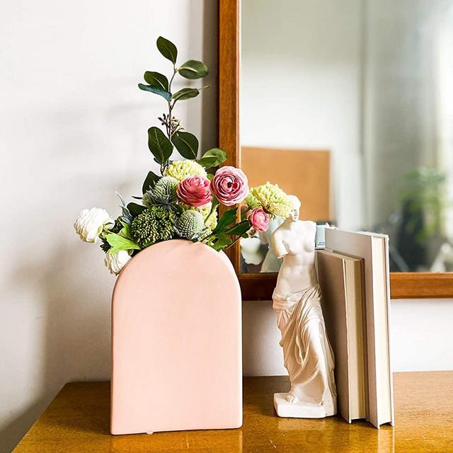 Rhapsody Studio Peach Tall Ceramic Vase Aesthetic Decor, Modern Vases For Flowers,Home Decorations For Living Room,Ceramic Vases For Home Decor,Flower Vases,Centerpieces For Dining Room Table,Vase Set