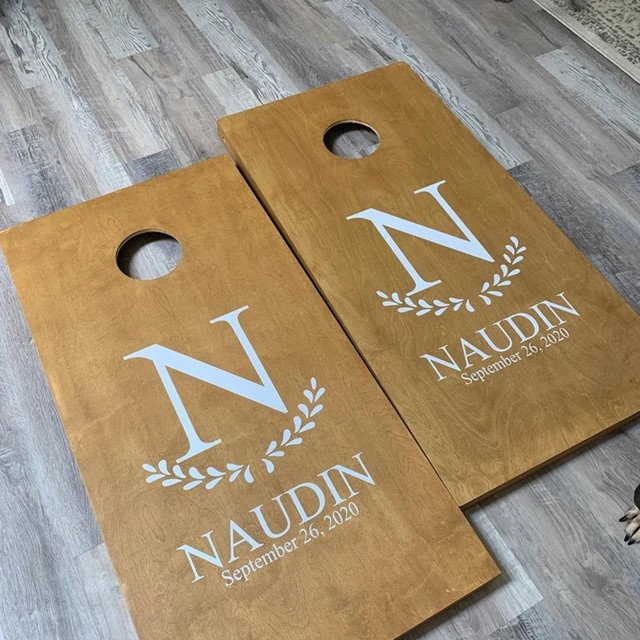 Cornhole Decals- Initial Name Est Date- Wedding Cornhole- Anniversary- Birthday-Personalized Cornhole- Custom Cornhole Decals-Vinyl Decals