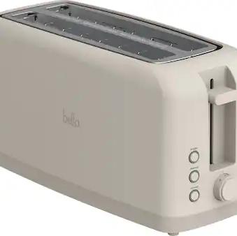 Bella - Fits-anywhere Kitchenware: 4-Slice Slim Toaster with Long Wide Slots - Oatmilk