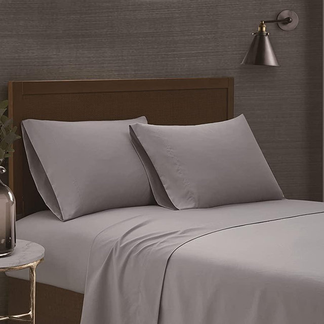 LONDON FOG – Garment Wash Solid King 6 Piece Sheet and Pillowcase Set – Soft Microfiber Fabric – Grey