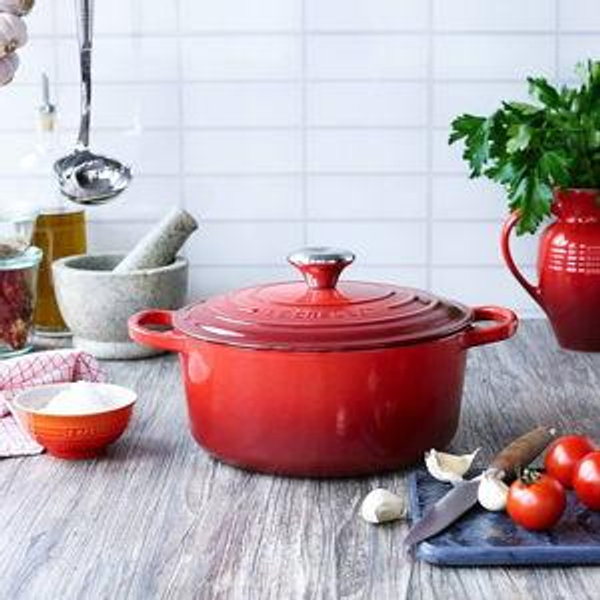Le Creuset Enameled Cast Iron Signature Round Dutch Oven, 7.25 qt., Cerise