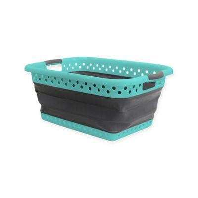 Collapsible Laundry Basket in Aqua