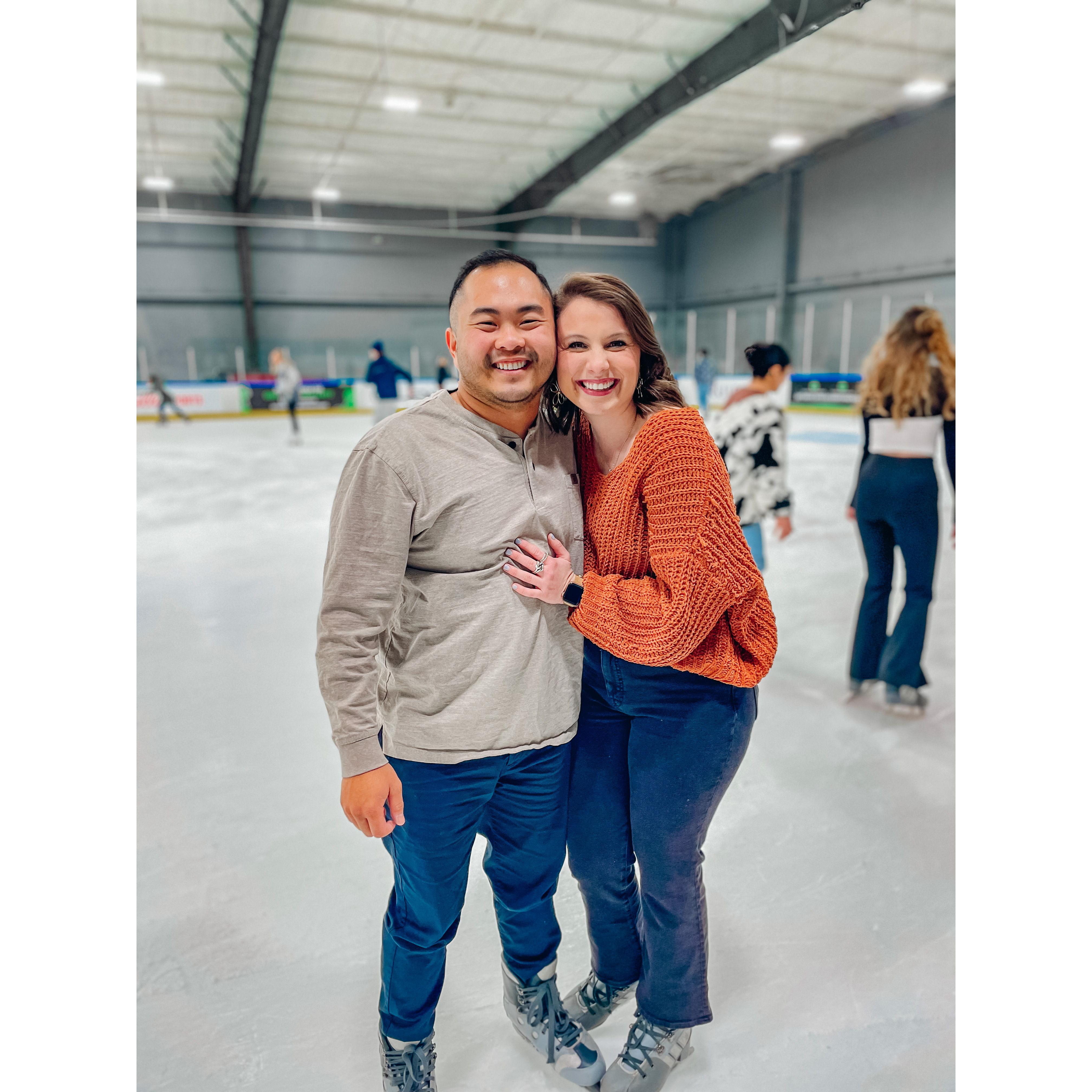 We quickly learned that ice skating was not a favorite for JB. But he didn't mind being held up by Karoline.