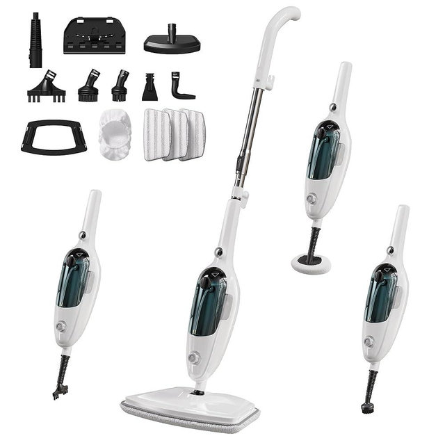 JOYMOOP Steam Mop & Handheld Steam Cleaner, 1100W Electric Steam Cleaner for Home, Fast Heat 20s, Adjustable Steam, Detachable Water Tank, 11 Accessories for Floors, Windows, Clothes