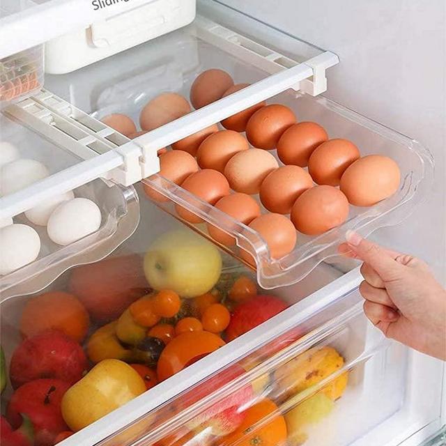 Fridge Egg Drawers Refrigerator Egg Storage Container Refrigerator Pull Out Bins Snap On Drawer Organizer Egg Storage Box Space Saver