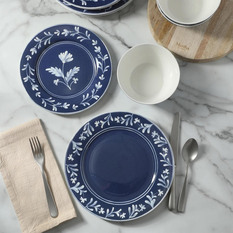 Martha Stewart, Maiden Crown 12-Piece Floral Design Dinnerware Set