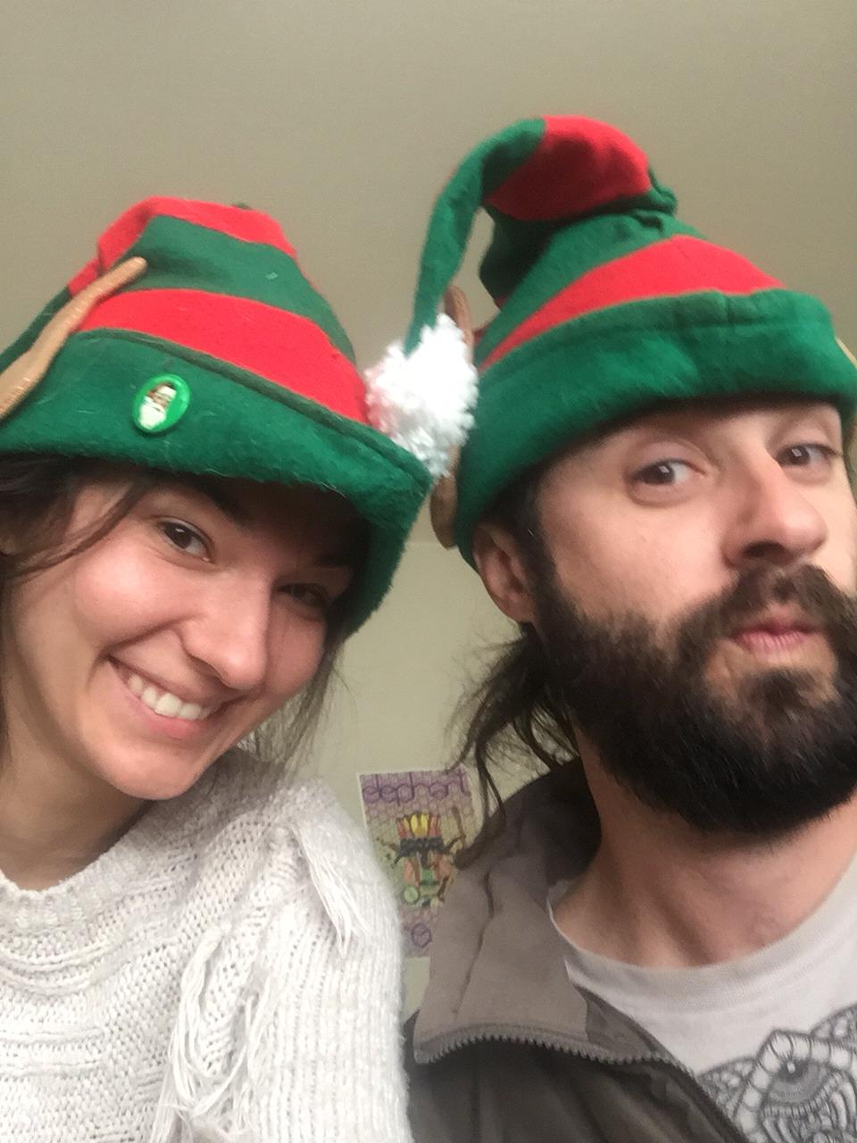 Celebrating Christmas in our Elf hats!