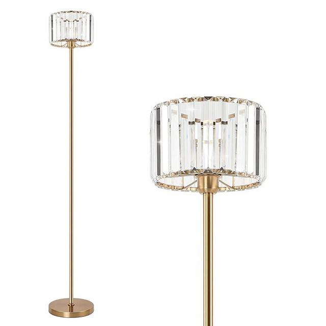 Ralbay Gold Floor Lamp, Gold Crystal Floor Lamp for Living Room Bright Lighting, Modern Contemporary Standing Light for Bedrooms, Brass(Bulb Excluded)