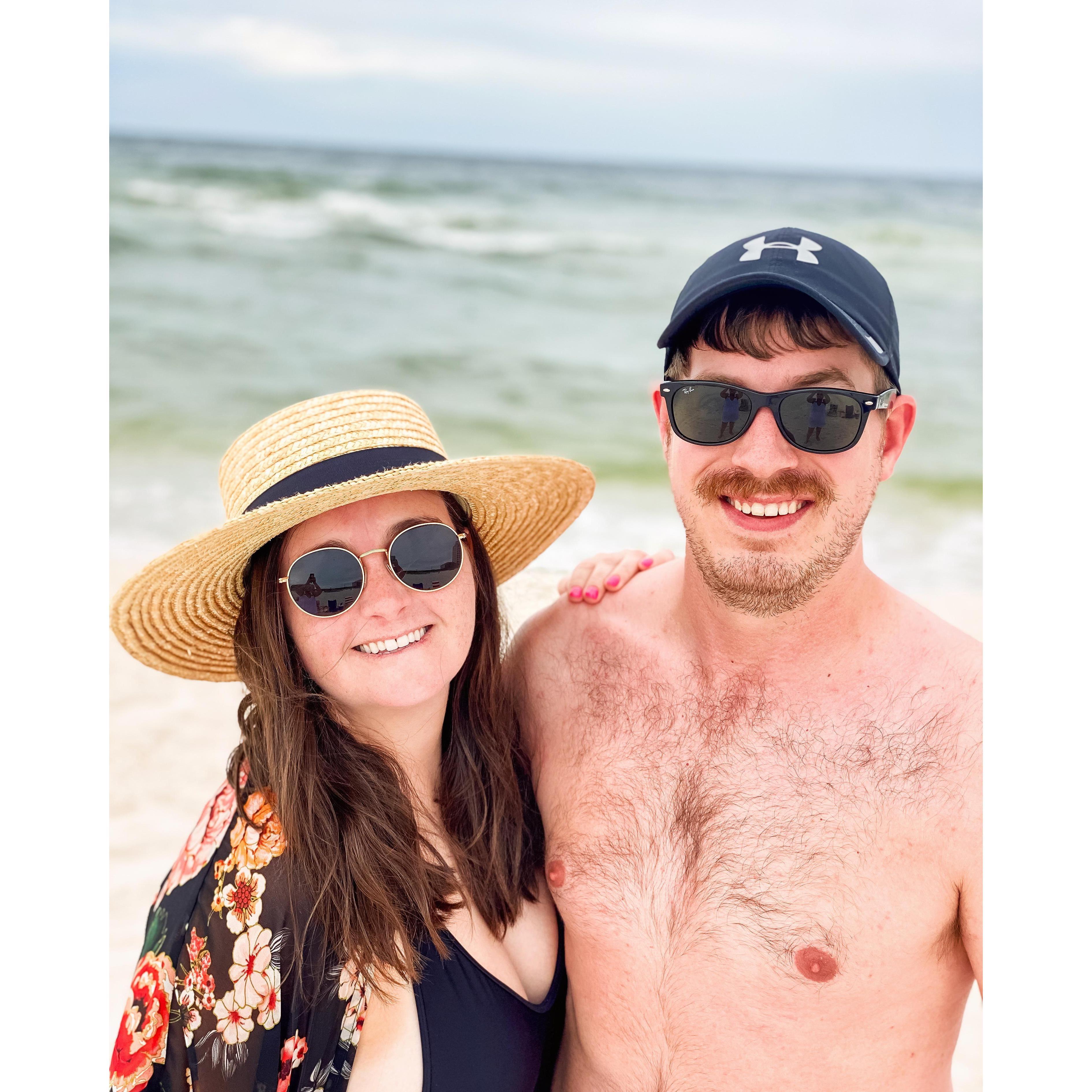 Soaking up the sun in the Gulf on vacation.