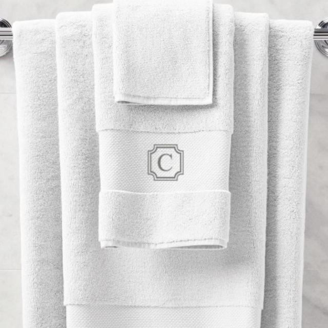 Frontgate Resort Collection™ Bath Sheet, White, "C" monogram in "Pine"