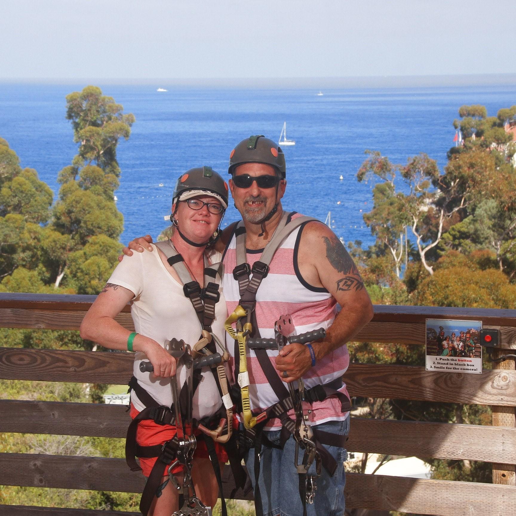 Ziplining in Catalina for Neil's 50th birthday 2020