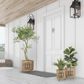 3-Piece Woven Bamboo Footed Basket Set