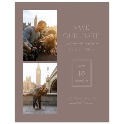 Taupe, Brown Wedding Digital Save the Date - Bayeux Multiphoto