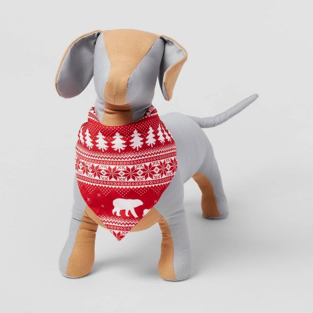 Fairisle Printed Wool-like Flannel Dog Fleece Bandana - Red - Wondershop™