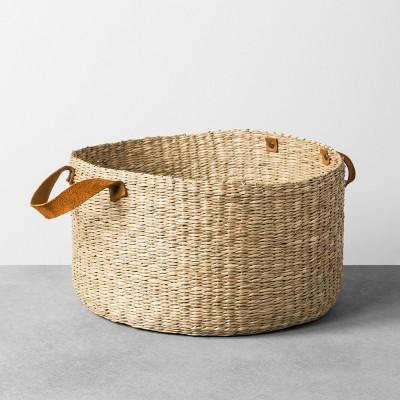 Seagrass Basket with Leather Handle - Large - Hearth & Hand™ with Magnolia