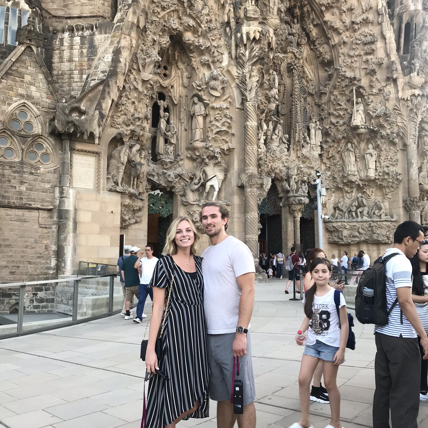 Visiting La Sagrada Familia in Barcelona, Spain.