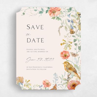 Beige Ticket Wedding Save the Date - Aurelia Portrait
