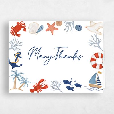 Light Navy, White Wedding Thank You - Costa Landscape