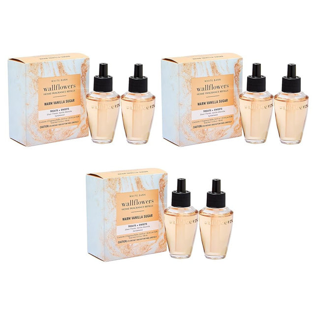 Bath & Body Works Warm Vanilla Wallflowers Refills - Plug-In Air Freshener Refill for At-Home Use - Always-On Fragrance - Natural Essential Oils - Room-Filling Fragrance - Thoughtful Gift - 6-Pack