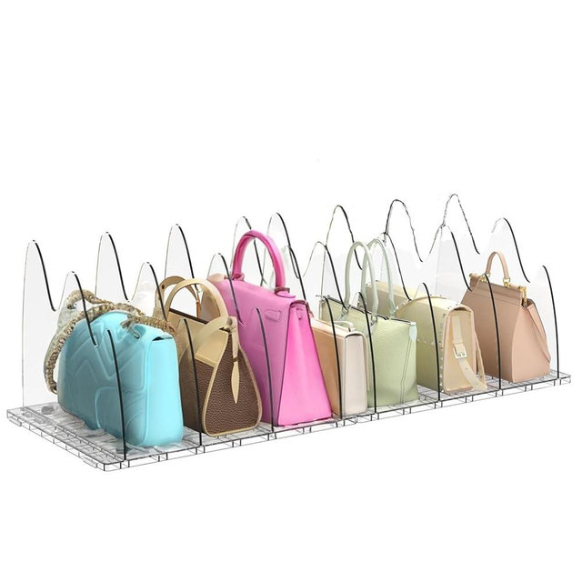 Rzmyencg Purse Shelf Organizer for Closet,8pcs Adjustable Bag Organizer Closet,Clear Acrylic Shelf Dividers,Handbag Storage Organizer for House Office Use