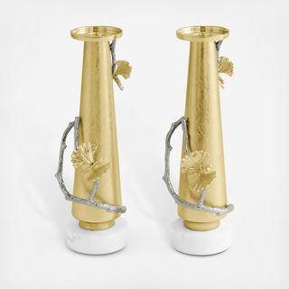 Butterfly Ginkgo Luxe Candleholder, Set of 2