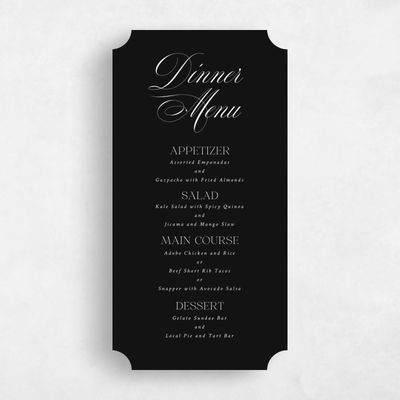 Black Wedding Menu - Hunter