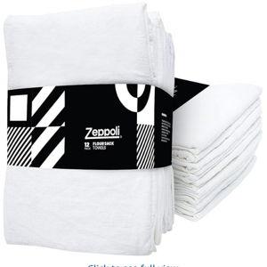 Zeppoli 12-Pack Flour Sack Towels - 31" x 31" Kitchen Towels - Absorbent White Dish Towels - 100% Ring Spun Cotton Bar Towels