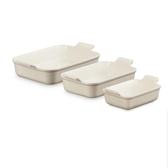 Le Creuset Heritage 3-Piece Rectangular Baking Dish Set in Brioche
