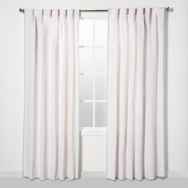 54"x95" Blue Stitched Edge Curtain Panel Natural White - Threshold™