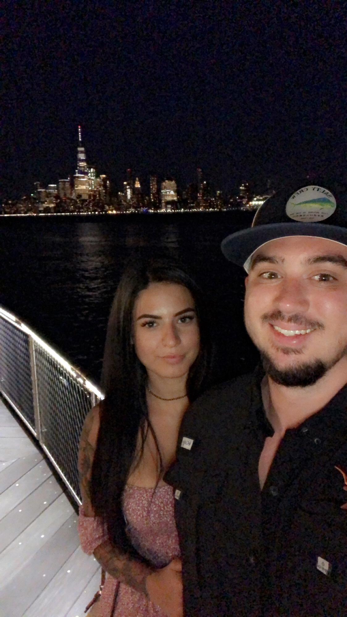 Enjoying the view in New York after dinner