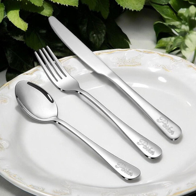 Personalized UTENSIL SET Fork Spoon Knife Custom Engraved Bridesmaid Wedding Gifts for Her Mom Women Silverware Kitchen Housewarming Home