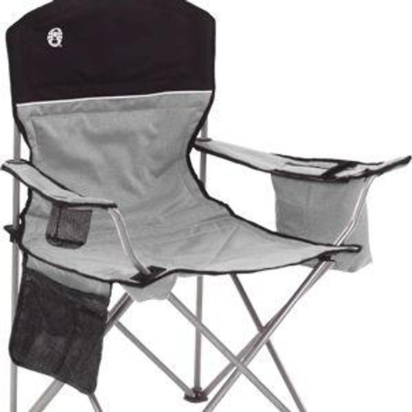 Coleman Portable Camping Chair with 4-Can Cooler, Cushioned Seat & Back with Side Pockets & Cup Holder, Carry Bag Included, Great for Camping, Tailgating, Firepits, Patio, & More