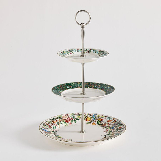 12 Days of Christmas Stoneware Tiered Stand - White