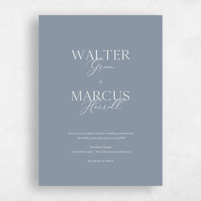 Dusty Blue Wedding Invitation - Olaya Classic