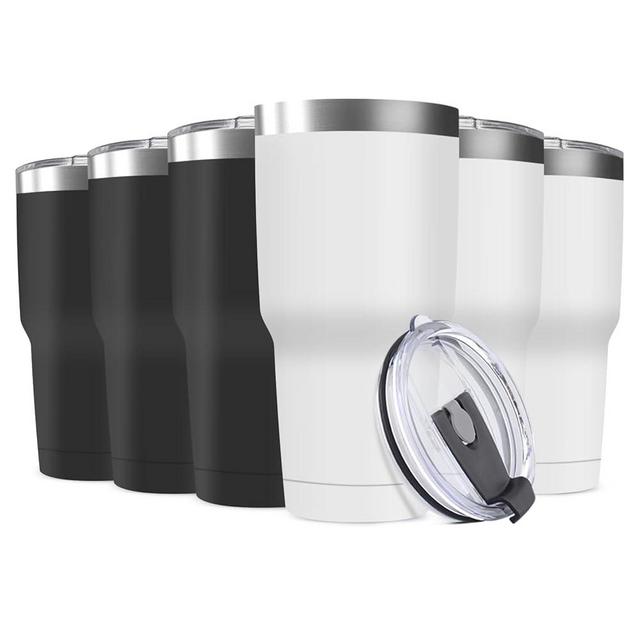 Deitybless 30oz Stainless Steel Travel Mug with Lid, 6 Pack Double Wall Vacuum Insulated Bulk Tumbler, Powder Coated Coffee Cup Suitable for Vehicle Cup Holders