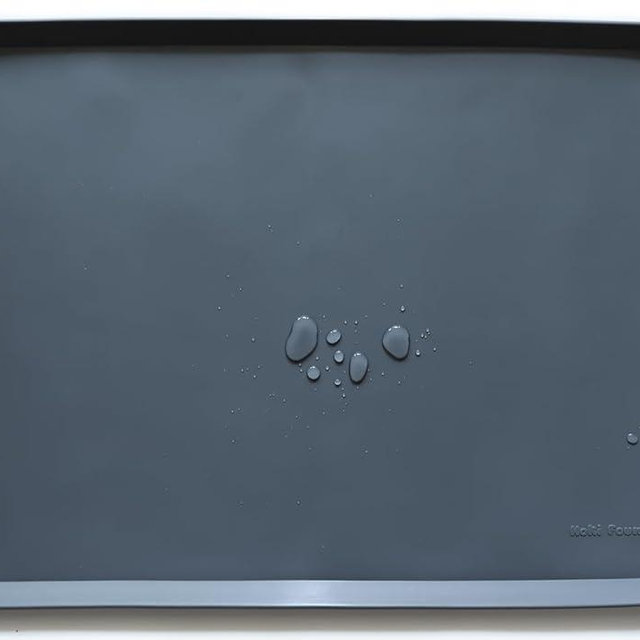 Hoki Found Large Silicone Pet Feeding Tray - Waterproof Dog Pet Cat Feeding Mat - Non Slip Pet Dog Cat Food Bowl Mats Placemat -Pet Water Mats for Carpet -Gray